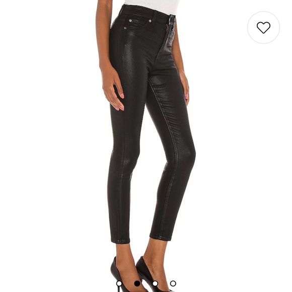 7 For All Mankind High Rise Skinny Jeans in Black Coated 25 - Picture 3 of 6
